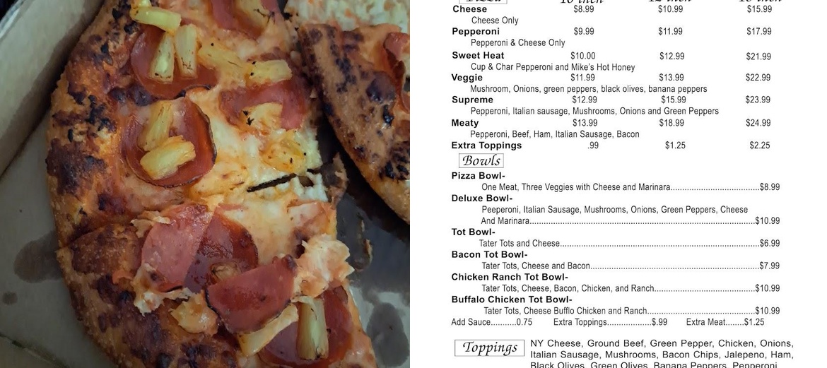 Acree Pizzeria Menu